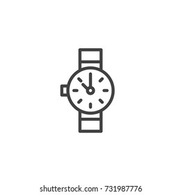 Watch line icon, outline vector sign, linear style pictogram isolated on white. Wristwatch symbol, logo illustration. Editable stroke