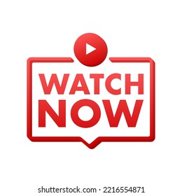 Watch live Badge, icon, stamp, logo. Vector illustration.