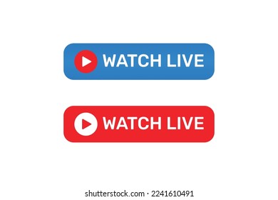 Watch live button with flat design.