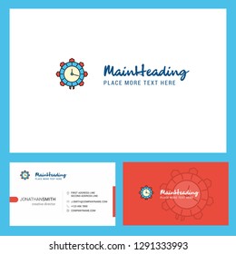Watch Logo design with Tagline & Front and Back Busienss Card Template. Vector Creative Design