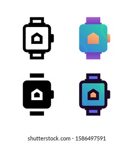 Watch logo icon design in four style. Line, Glyph, Flat Gradient and Color Line style