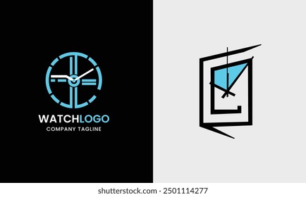 Icono del logotipo del reloj, reloj de pared, reloj de mano, reloj de idea de tiempo de oficina concepto de idea de muestra minimalista creativa