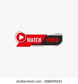 Watch Now Banner In Flat Style On White Background. Play Video. Web Media. Online Translation. Vector Illustration.