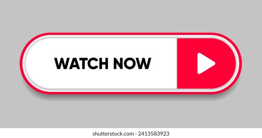 Watch now button. Play video button. Play icon. Watch video symbol for web site mobile app UI UX