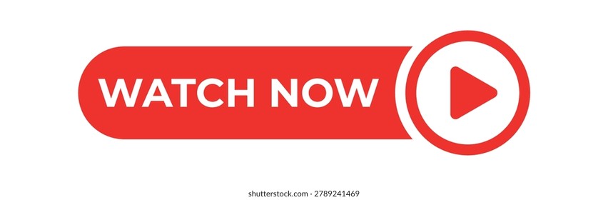 watch now button. play video icon. watch now video play button sign. flat style.