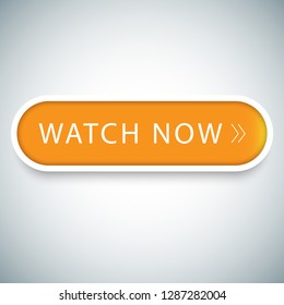 Watch now button vector isolated on gray background. Watch now button for web site, media player, banner and app. Creative business concept, vector illustration