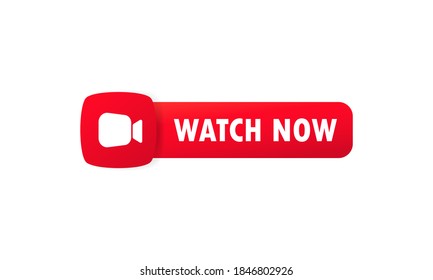Botón Ver ahora. Botón para sitio web, ui, reproductor de medios, banner y plantilla de aplicación. Vector de fondo blanco aislado. EPS 10
