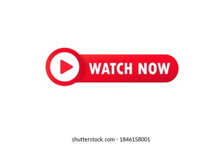 Watch now button. For website, media player, banner and app. Vector on isolated white background. EPS 10