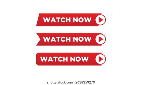 Watch now buttons, Play video button for web and app design