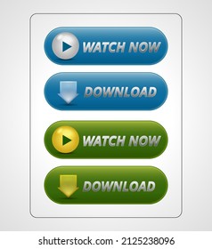 Watch Now and Download button icon premium vector illustration on white background