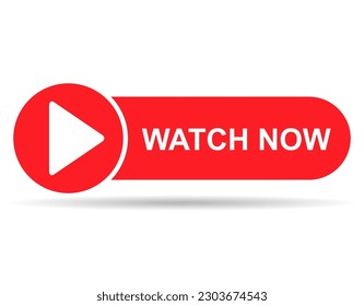 Watch now shadow icon, website online button player symbol, play video vector illustration .