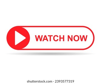 Watch now shadow icon, website online button player symbol, play video vector illustration .