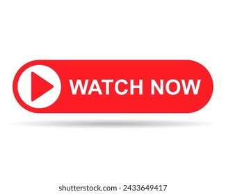 Watch now shadow icon, website online button player symbol, play video vector illustration .