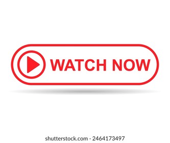 Watch now shadow icon, website online button player symbol, play video vector illustration .