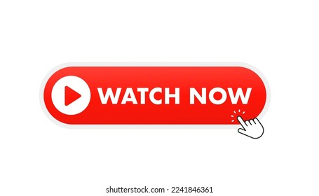 Watch now vector button in flat style. Play video icon isolated on white background. Web media. Online translation. Vector illustration