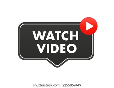 Watch now vector button in flat style. Play video icon isolated on white background. For website, media player, banner and app. Play video. Web media. Online translation. Vector illustration