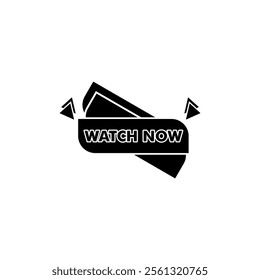 Watch now video play button icon logo vector