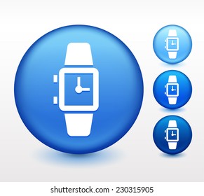 Watch on Blue Round Button