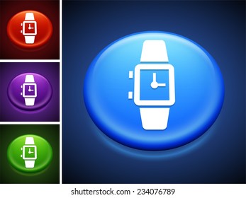 Watch on Blue Round Button