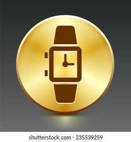 Watch on Gold Round Button