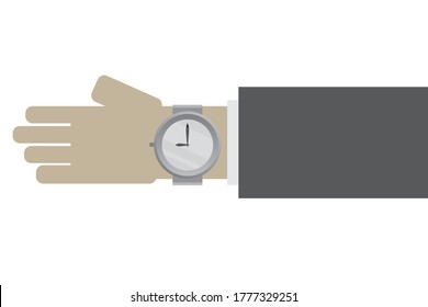 watch on hand flat design