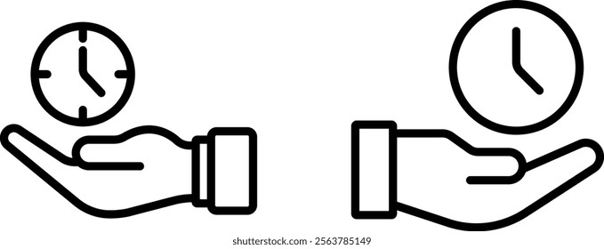 "Watch on Hand Vector Line Icon Set – Time and Fashion Symbols"