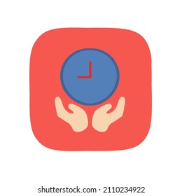 watch on a red background, hands holding the watch