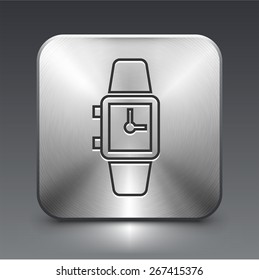 Watch on Silver Square Buttons