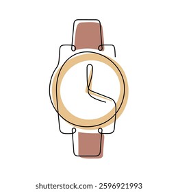 Watch one line art vector illustration