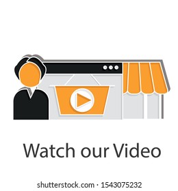 Watch our video icon on white background. Creative idea design use for your project. Flat vector illustration for template,web page, mobile app or presentation.