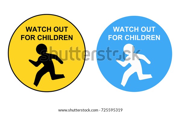 Watch out for children road sign.Please Drive\
Slow.vector sign.