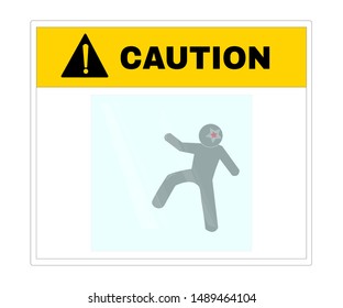 Watch out the glass caution sign printed, vector illustration.