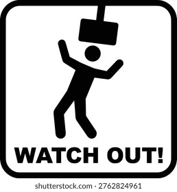 Watch Out Warning Sign. Watch out warning sign with falling person hazard caution safety symbol in simple vector design