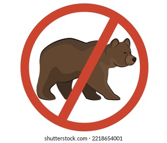 Watch out for wild bears.  Isolated on white background, vector stock illustration