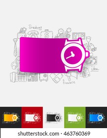 watch paper sticker with hand drawn elements