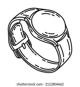 Watch Part of Electronic for Home Device Hand Drawn Icon Set Vector.