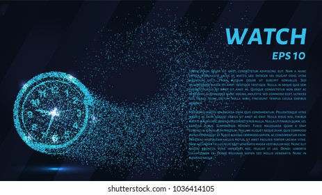Watch from particles. Watch consists of circles and points. Vector illustration.