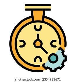 Watch productivity icon outline vector. Business team. Job task color flat