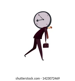 Watch puts pressure on the man neck. Vector illustration on white background.