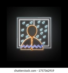 Watch rain colored hand drawn neon icon. Simple thin line, outline vector of autumn icons for ui and ux, website or mobile application