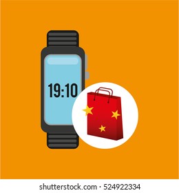 watch red bag gift star design vector illustration eps 10