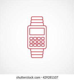 Watch Red Icon On White Background