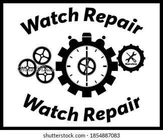 watch repair in black with an inscription on a white background