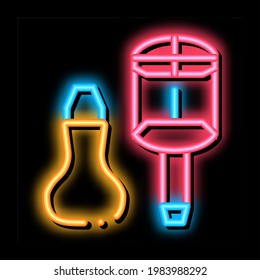 watch repair tool neon light sign vector. Glowing bright icon watch repair tool sign. transparent symbol illustration