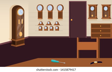 Watch room background vector illustration