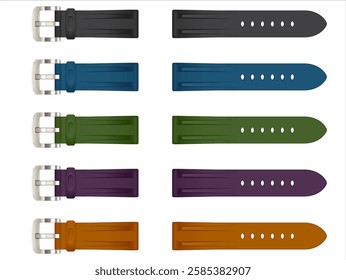 Watch rubber strap band various color constructor set with metal buckle for diving and sport watches

