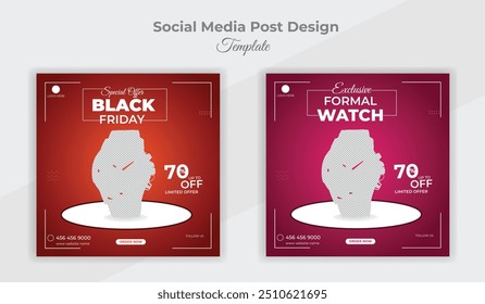 Watch sale social media post design template