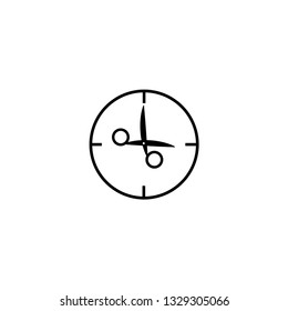 Watch with scissors instead of arrows sign.  three o'clock