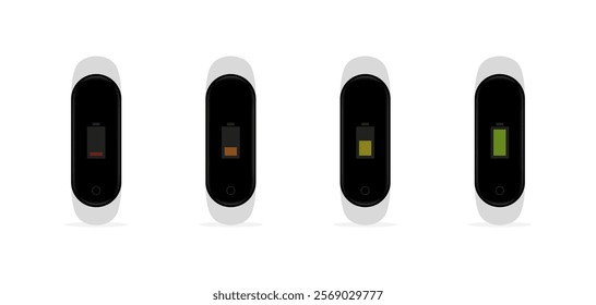 Watch set icons. Charge level icons. Flat style. Vector icons.
