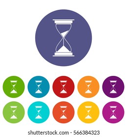 Watch set icons in different colors isolated on white background